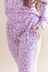 Women's Jogger Pajama Set in Thistle Leopard