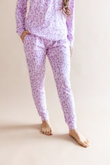 Women's Jogger Pajama Set in Thistle Leopard