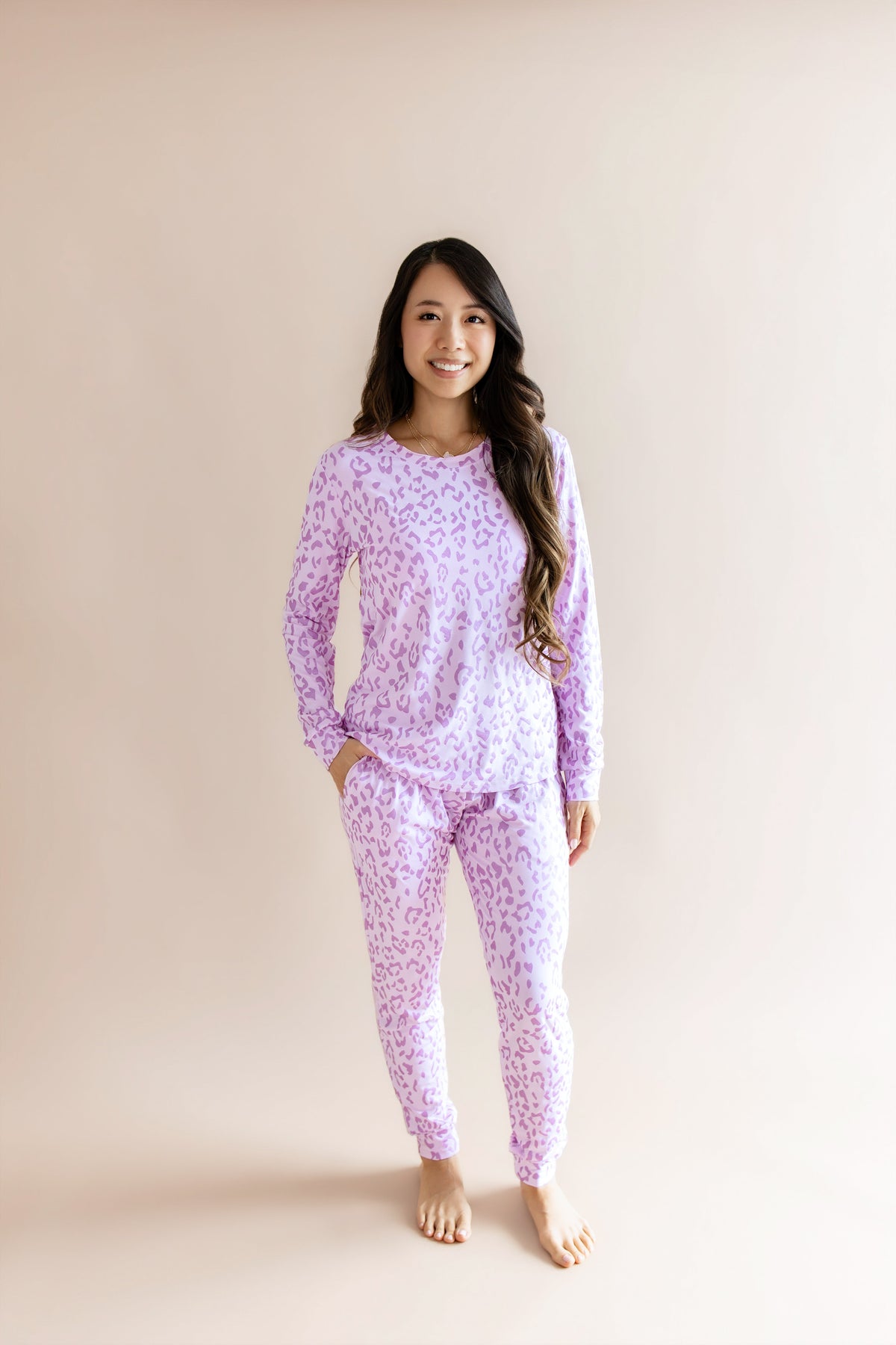 Women's Jogger Pajama Set in Thistle Leopard