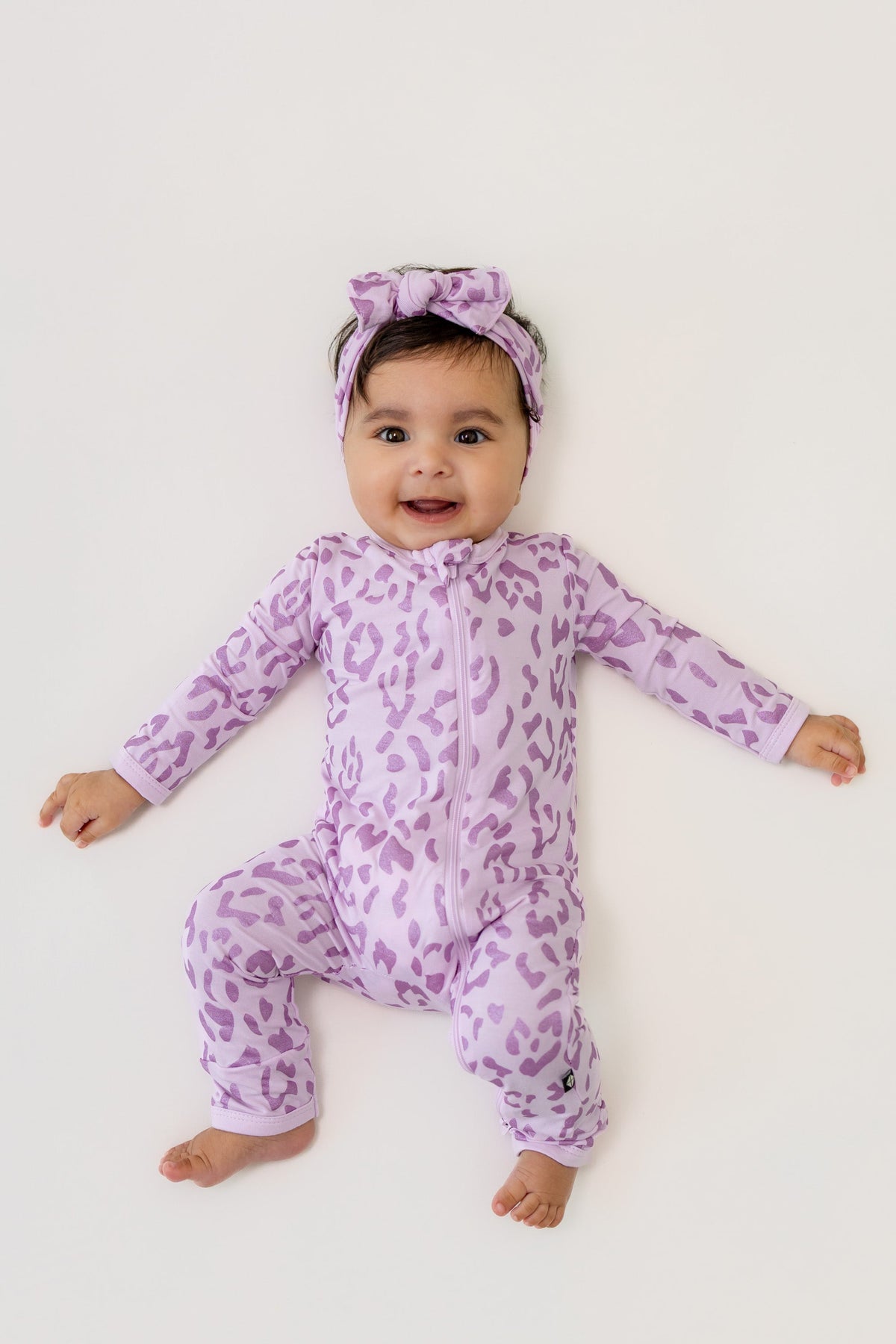 Zippered Romper in Thistle Leopard
