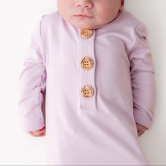 Knotted Day Gown with Hat Set in Thistle