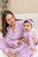 Zippered Romper in Thistle Leopard
