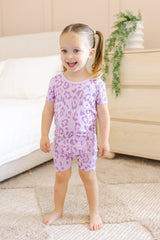 Short Sleeve Pajamas in Thistle Leopard
