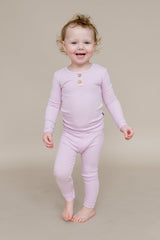 Ribbed Henley Set in Thistle