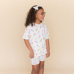 Toddler Biker Short Set in Tulip