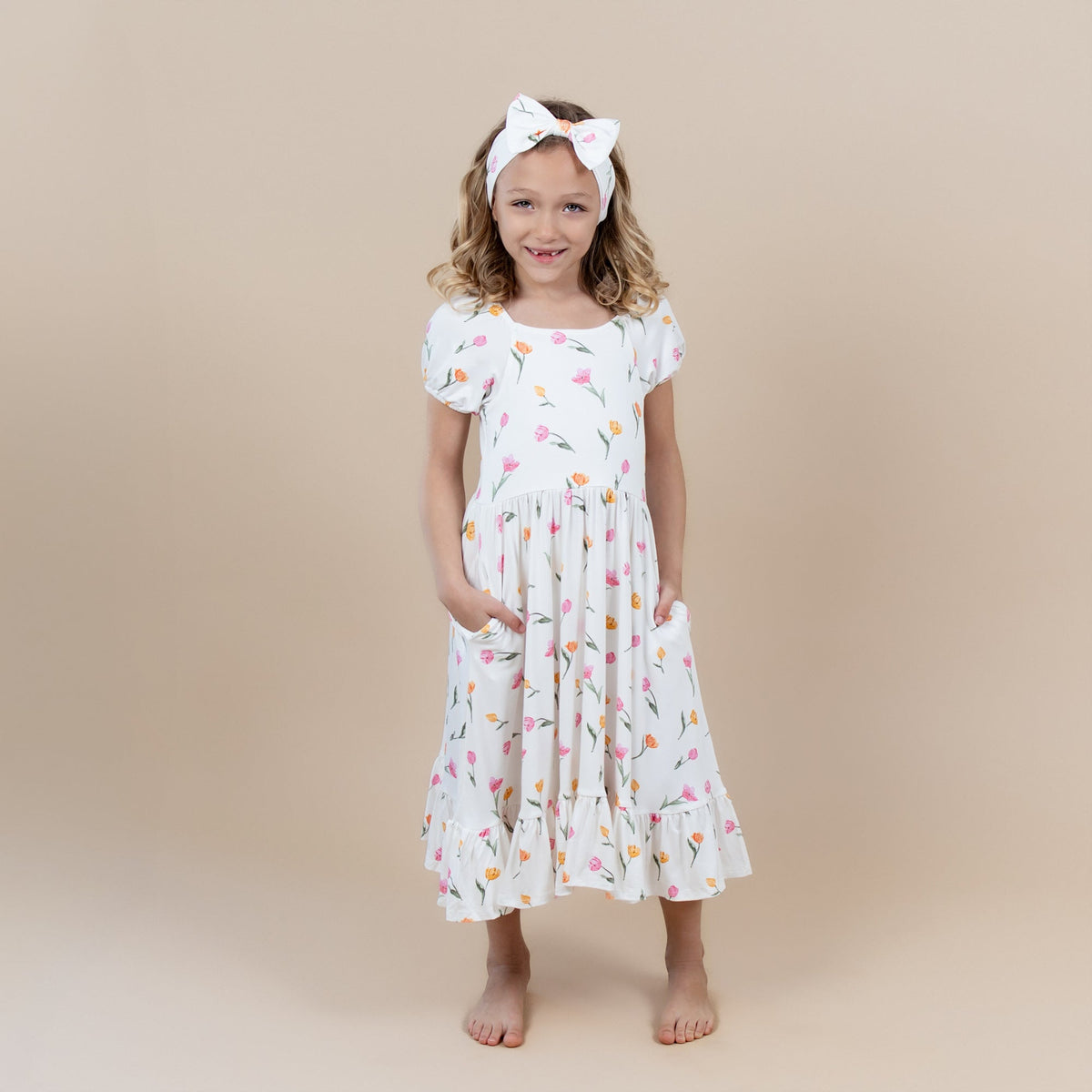 Puff Sleeve Twirl Dress in Tulip