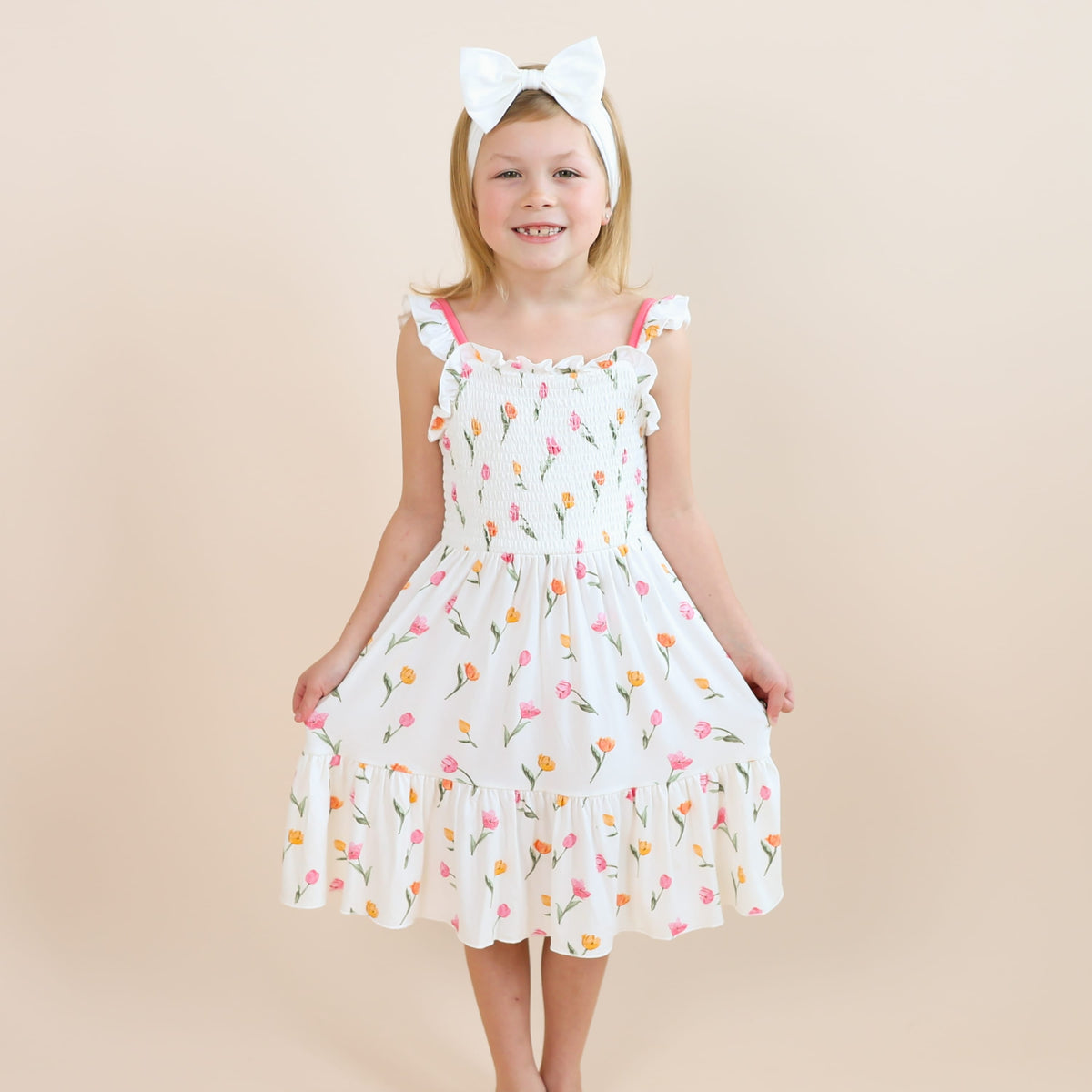 Smocked Dress in Tulip