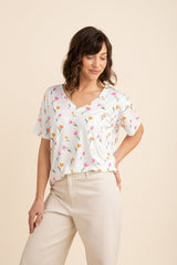 Women's Oversized V-Neck Tee in Tulip