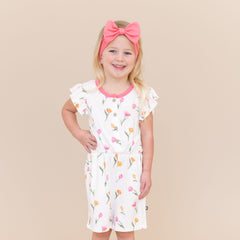 Flutter Sleeve Romper in Tulip