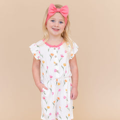 Flutter Sleeve Romper in Tulip