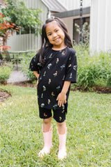 Toddler Biker Short Set in Midnight Wildflower