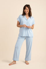 Women's Short Sleeve Cropped Pajama Set in Breeze