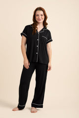 Women's Short Sleeve Cropped Pajama Set in Midnight