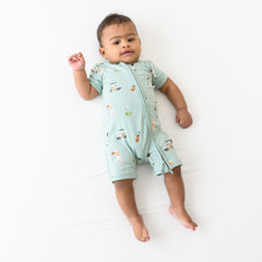 Zippered Shortall Romper in Golf