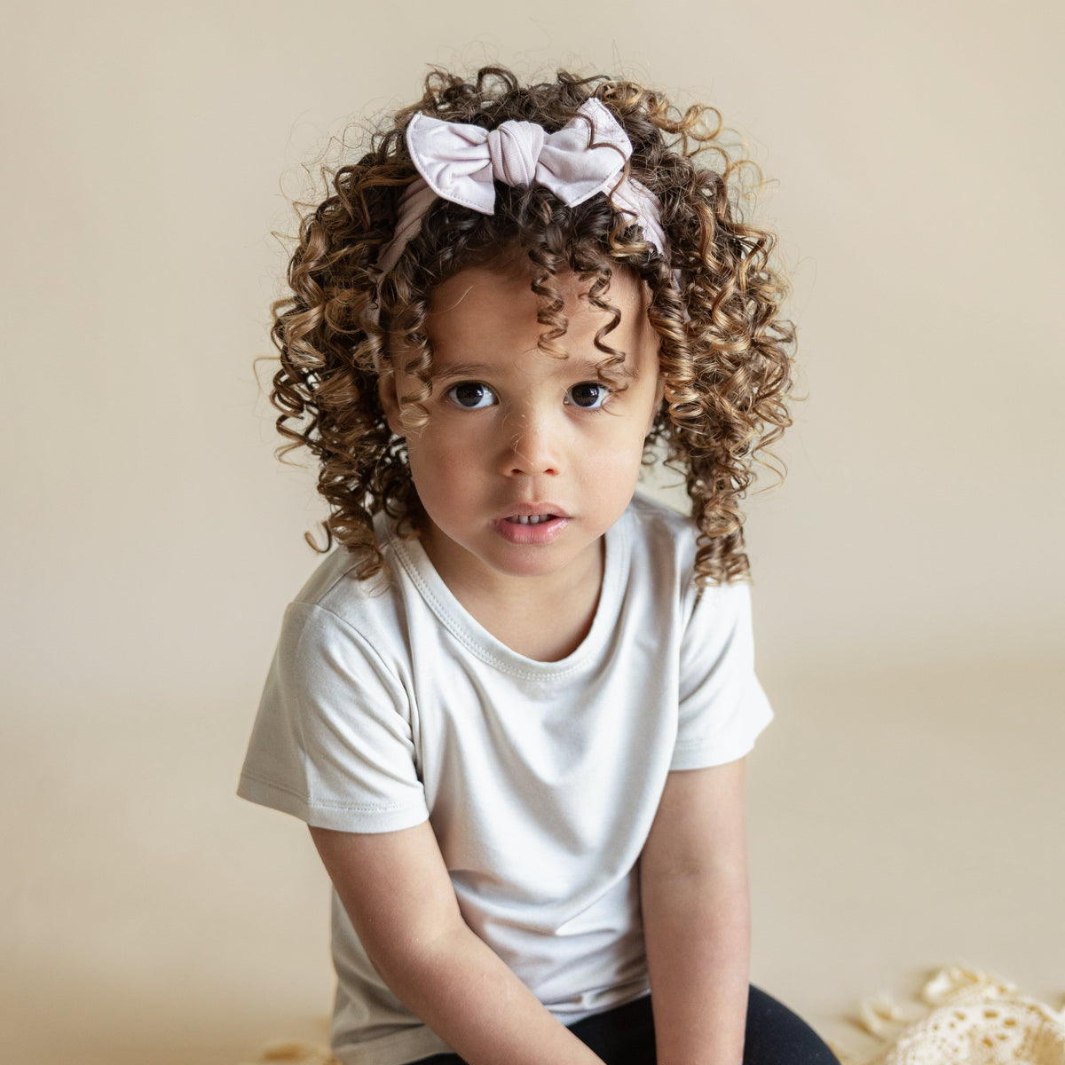Knotted Bow Headband in Blush