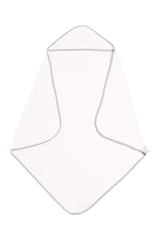 Hooded Bath Towel in Cloud with Storm Trim