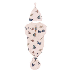 Knotted Day Gown with Hat Set in Blush Butterfly