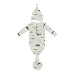 Knotted Day Gown with Hat Set Set in Fishing