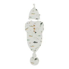 Knotted Day Gown with Hat Set Set in Fishing