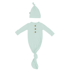 Knotted Day Gown with Hat Set in Sage