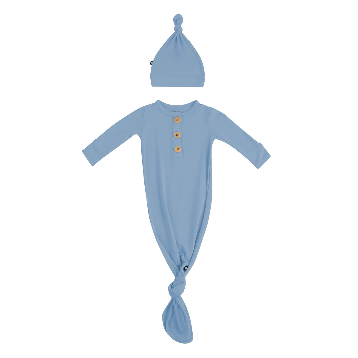 Knotted Day Gown with Hat Set in Slate