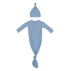 Knotted Day Gown with Hat Set in Slate