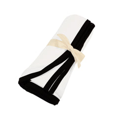 Swaddle Blanket in Cloud with Midnight Trim