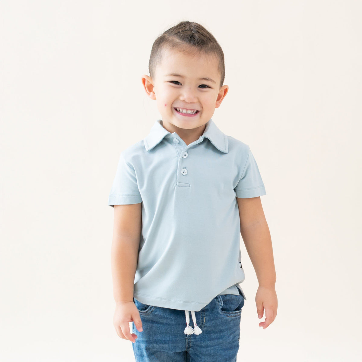Toddler Short Sleeve Polo in Fog