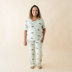 Women's Oversized V-Neck Tee in Fishing