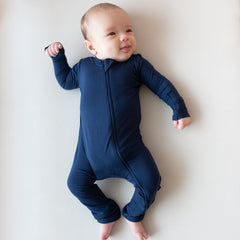 Zippered Romper in Navy