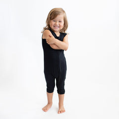 Zippered Sleeveless Romper in Midnight